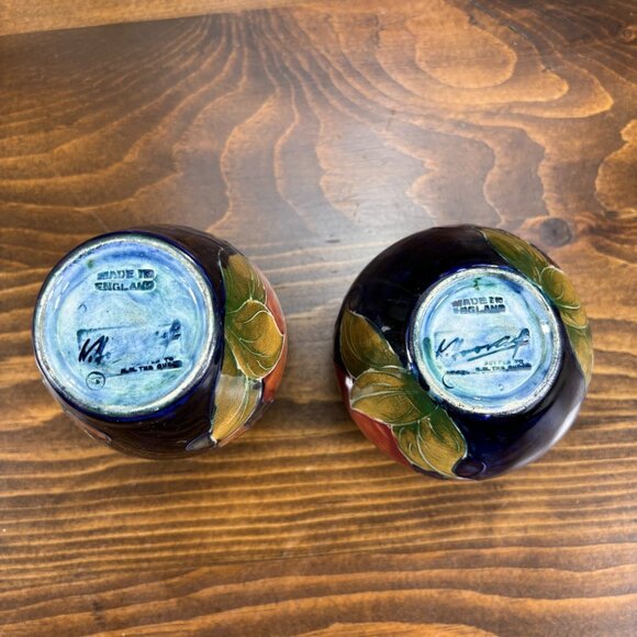 Pair of Vintage Moorcroft Pomegranate Vases Small Hand Painted 1920s-1940s Vases - Picture 5 of 15
